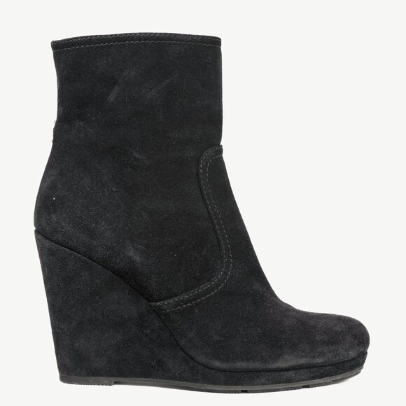 Prada Black Suede Wede Booties - Picture 1 of 10
